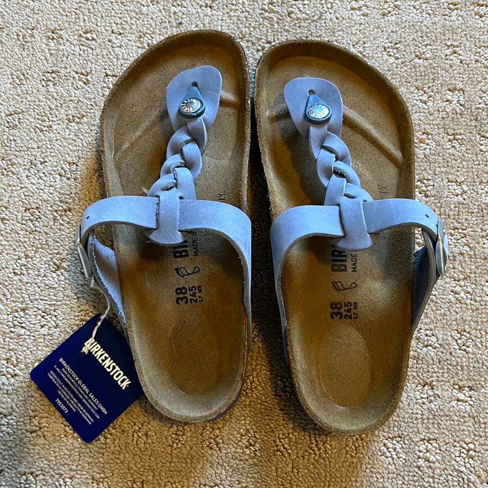 Birkenstock Dusty Blue Gizeh Oiled Leather size 38